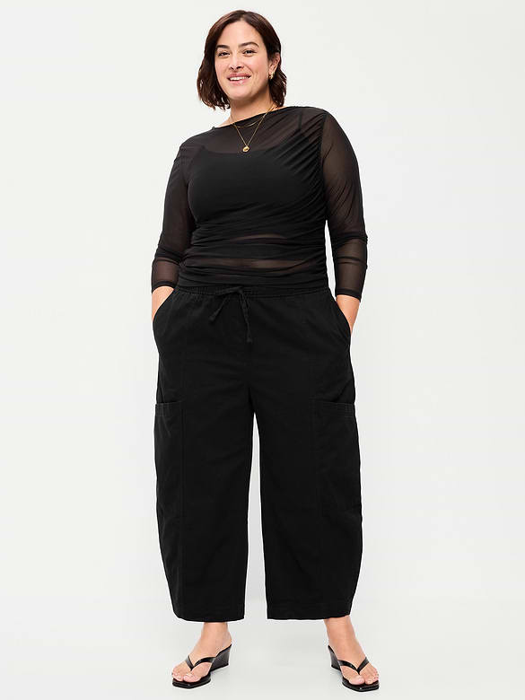 Mid-Rise Barrel-Leg Utility Pants