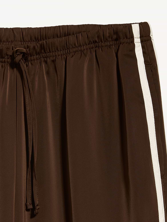 High-Waisted Satin Track Pants