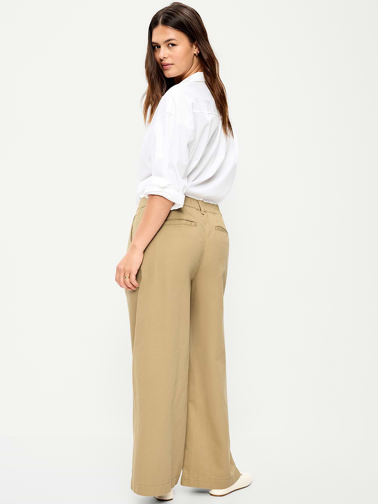 Image number 7 showing, Mid-Rise Pleated Wide-Leg Pants
