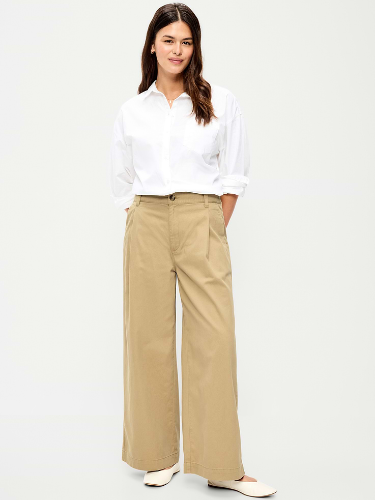 Image number 6 showing, Mid-Rise Pleated Wide-Leg Pants