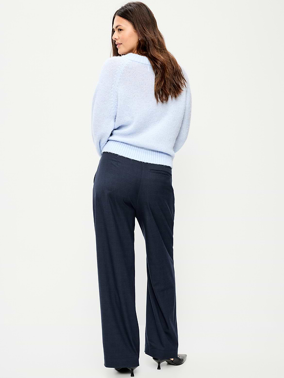 Mid-Rise Pleated Wide-Leg Pants
