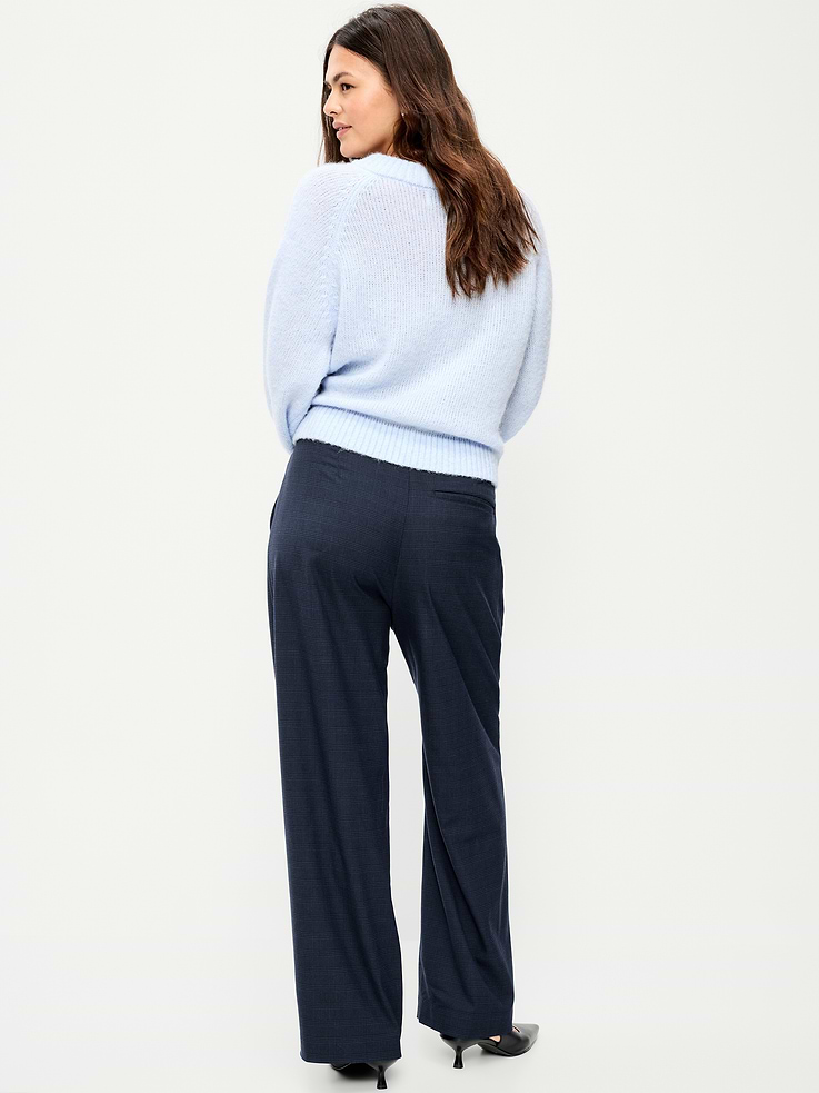Image number 7 showing, Mid-Rise Pleated Wide-Leg Pants