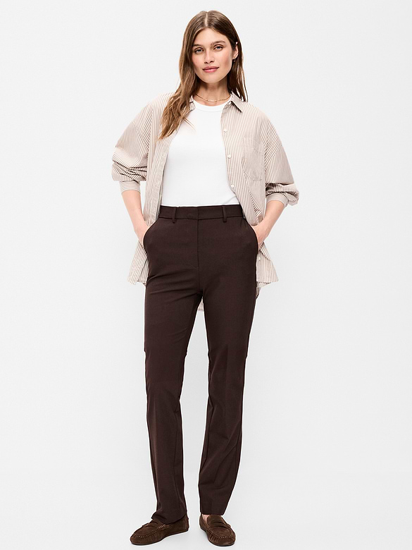 Extra High-Waisted Straight-Leg Twill Pants
