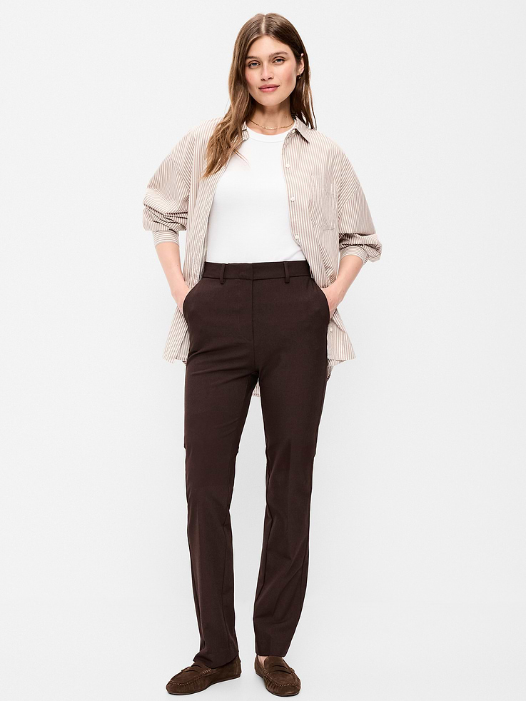 Image number 1 showing, Extra High-Waisted Straight-Leg Twill Pants