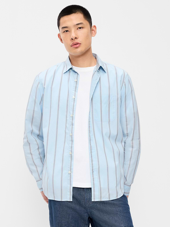 Classic Fit Everyday Striped Poplin Shirt