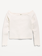 Image number 1 showing, Fitted Off-Shoulder Ribbed Top for Girls