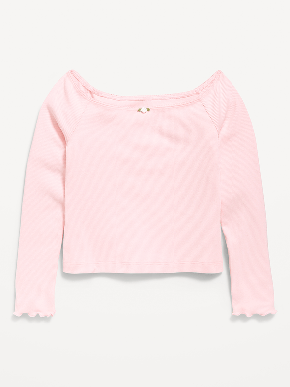 Fitted Off-Shoulder Ribbed Top for Girls