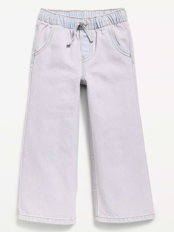 High-Waisted Baggy Wide-Leg Pull-On Jeans for Toddler Girls