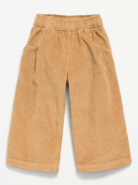 Pull-On Textured Corduroy Wide-Leg Pants for Toddler Girls