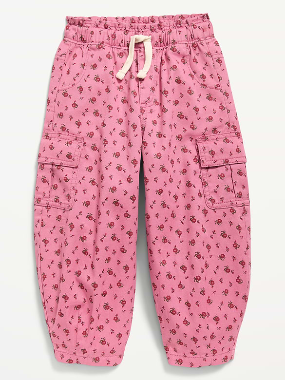 Pull-On Barrel-Leg Cargo Pants for Toddler Girls