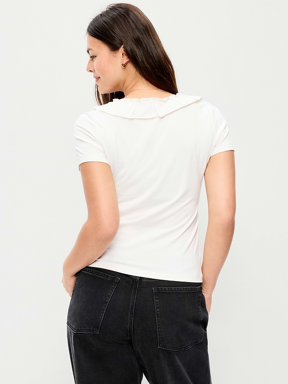 Lettuce-Edge Scoop-Neck Top