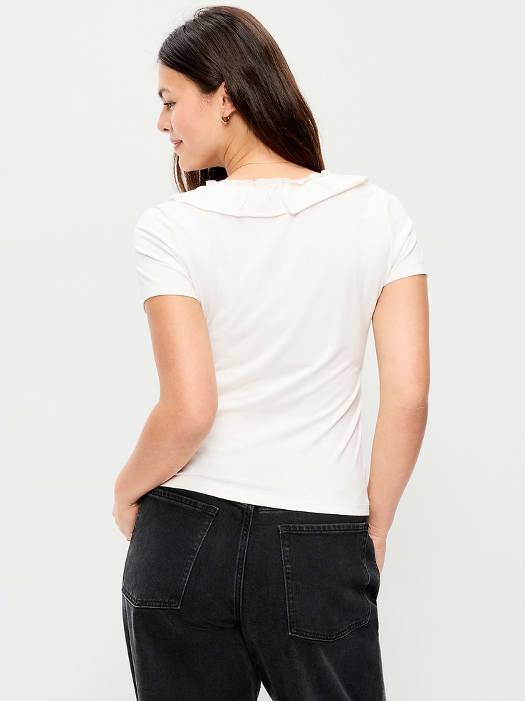 Image number 6 showing, Lettuce-Edge Scoop-Neck Top