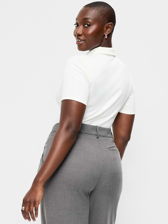 Ribbed Keyhole Polo Top