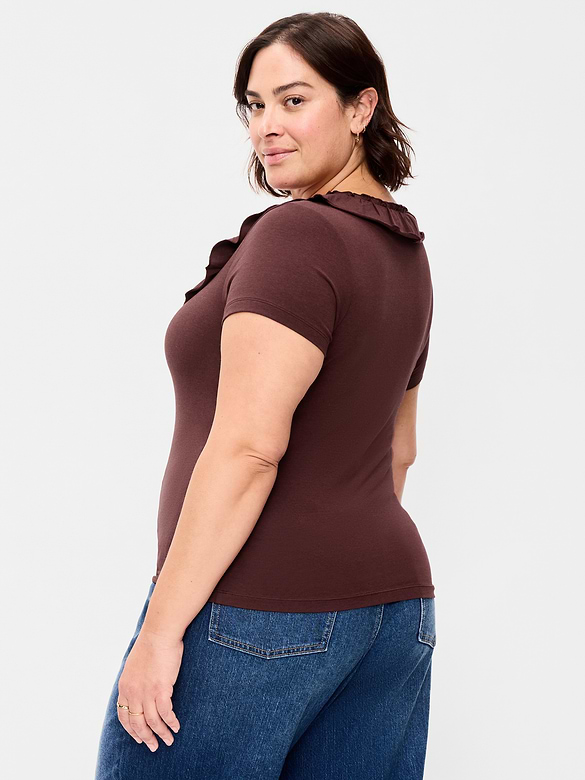 Lettuce-Edge Scoop-Neck Top