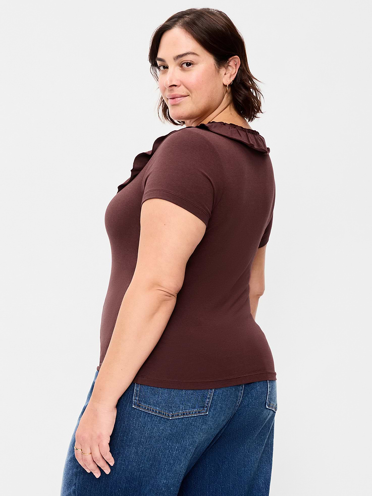 Image number 8 showing, Lettuce-Edge Scoop-Neck Top