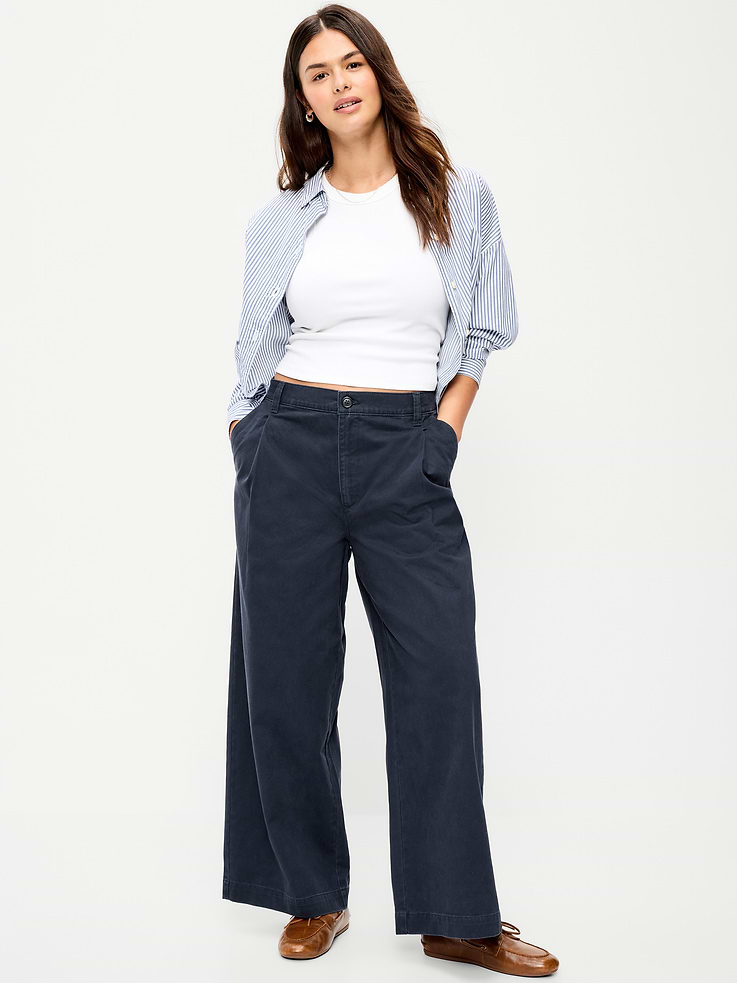 Image number 6 showing, Mid-Rise Pleated Wide-Leg Pants