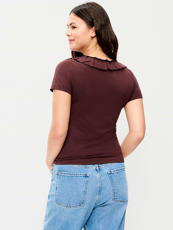 Lettuce-Edge Scoop-Neck Top
