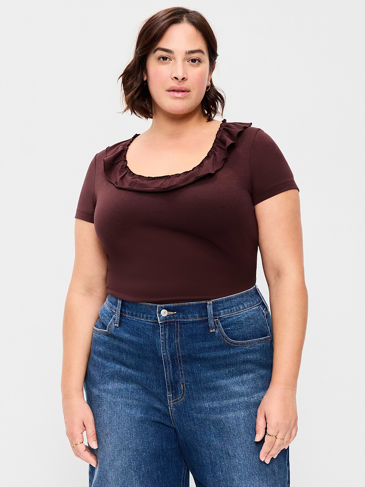 Image number 7 showing, Lettuce-Edge Scoop-Neck Top