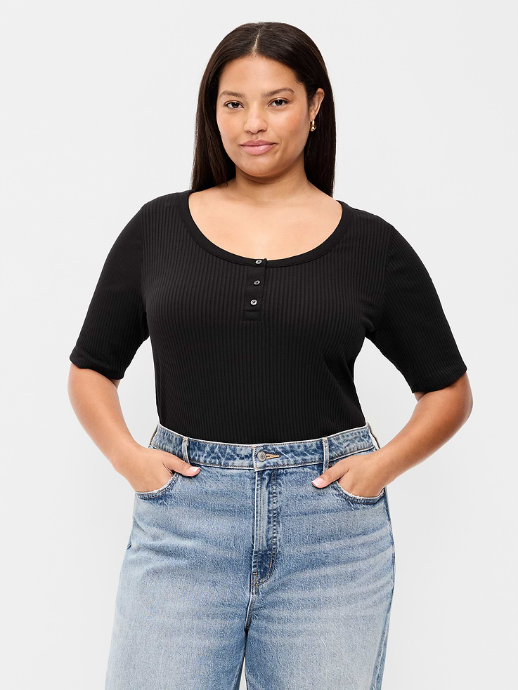 Image number 8 showing, Scoop-Neck Fitted Henley Top