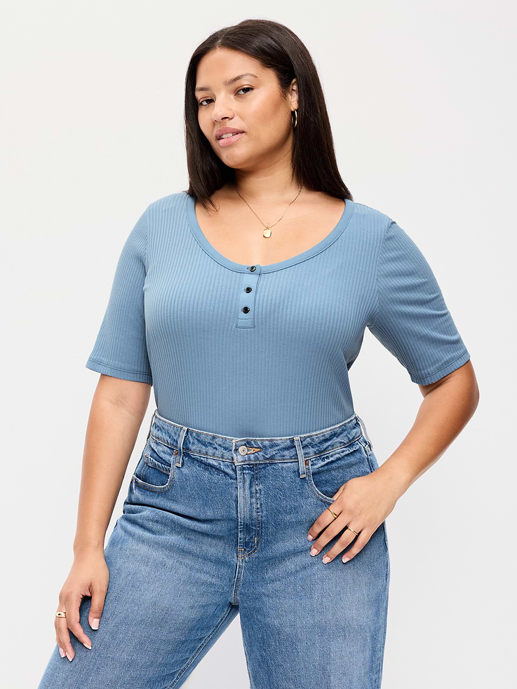 Image number 8 showing, Scoop-Neck Fitted Henley Top