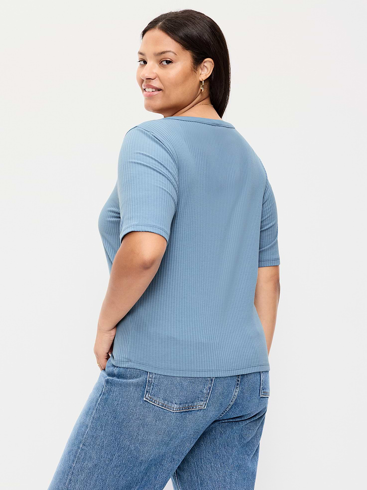 Image number 9 showing, Scoop-Neck Fitted Henley Top