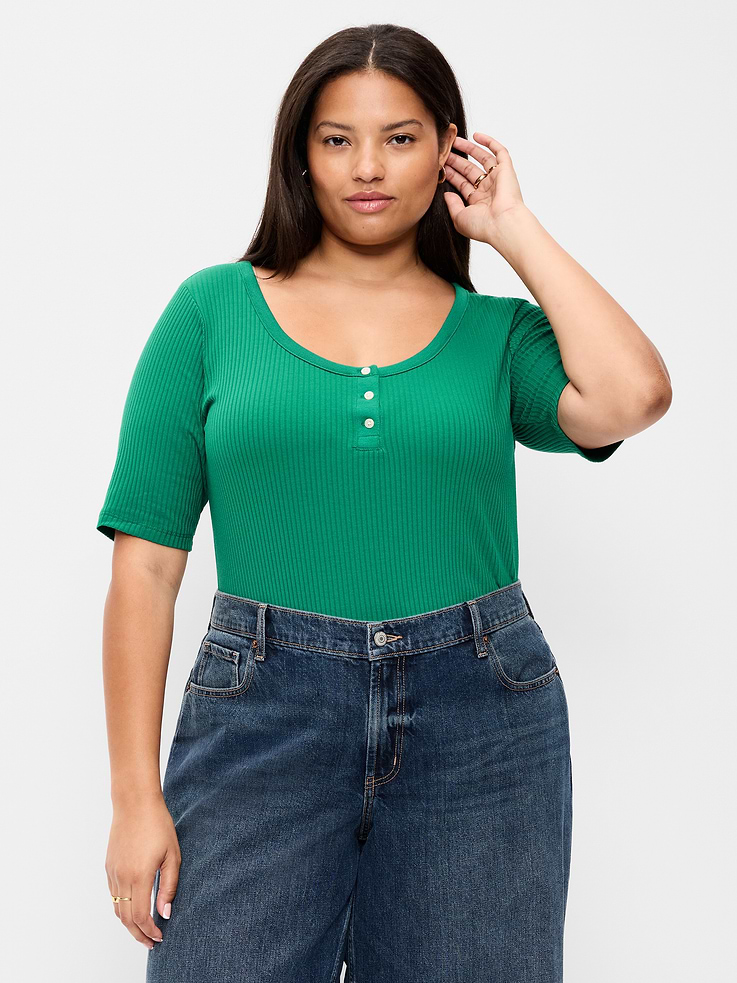 Image number 8 showing, Scoop-Neck Fitted Henley Top