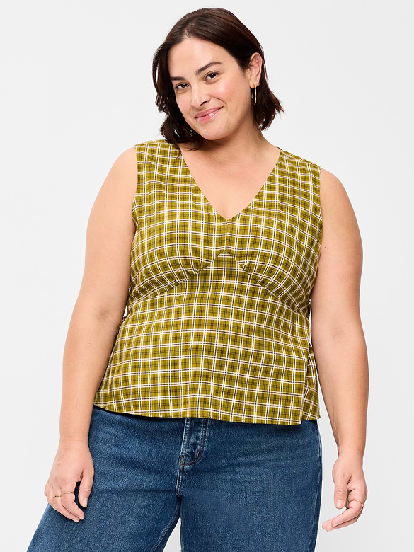 Sleeveless V-Neck Tie-Back Top