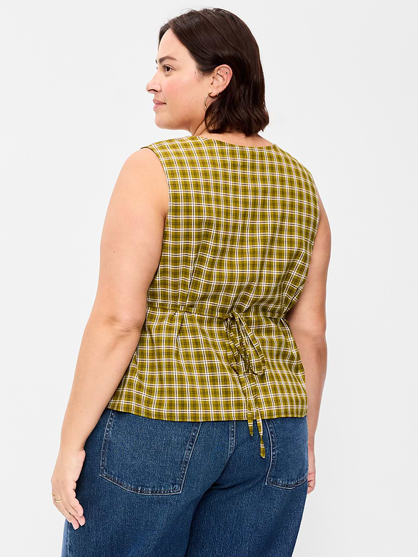 Sleeveless V-Neck Tie-Back Top