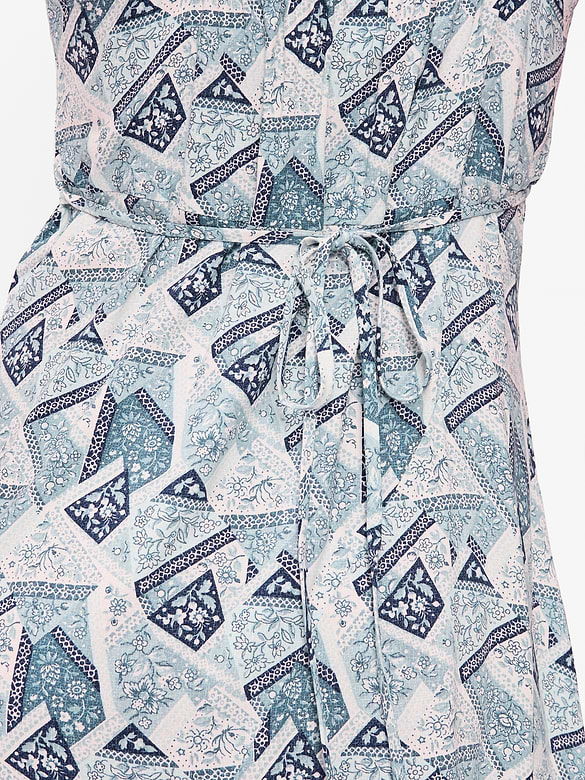 Fit & Flare Tie-Back Asymmetrical Midi Dress