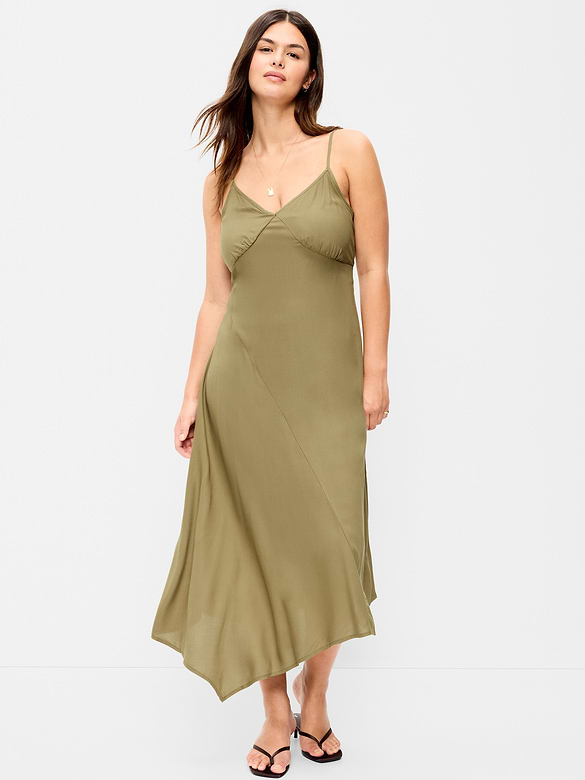 Fit & Flare Tie-Back Asymmetrical Midi Dress