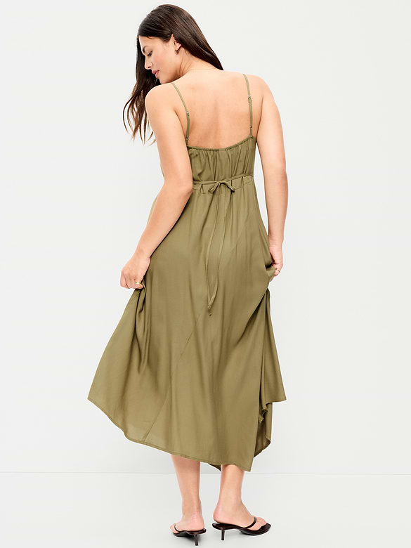 Fit & Flare Tie-Back Asymmetrical Midi Dress