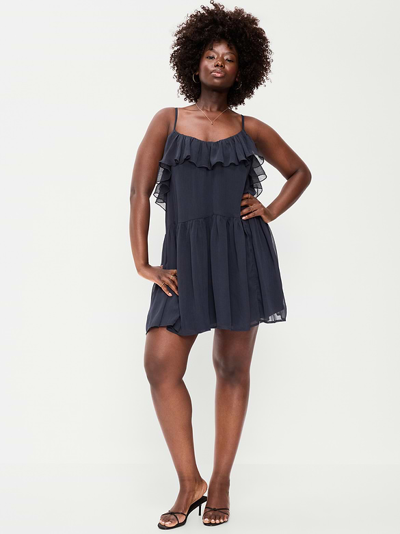 Ruffle-Front Flounce Mini Dress
