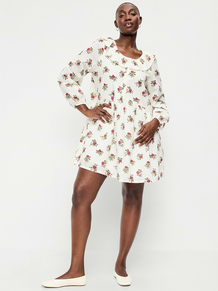 Image number 6 showing, Long-Sleeve Ruffle-Collar Swing Mini Dress