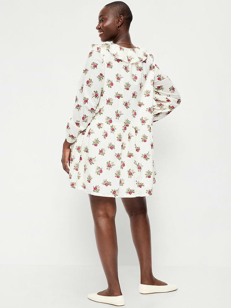 Image number 7 showing, Long-Sleeve Ruffle-Collar Swing Mini Dress