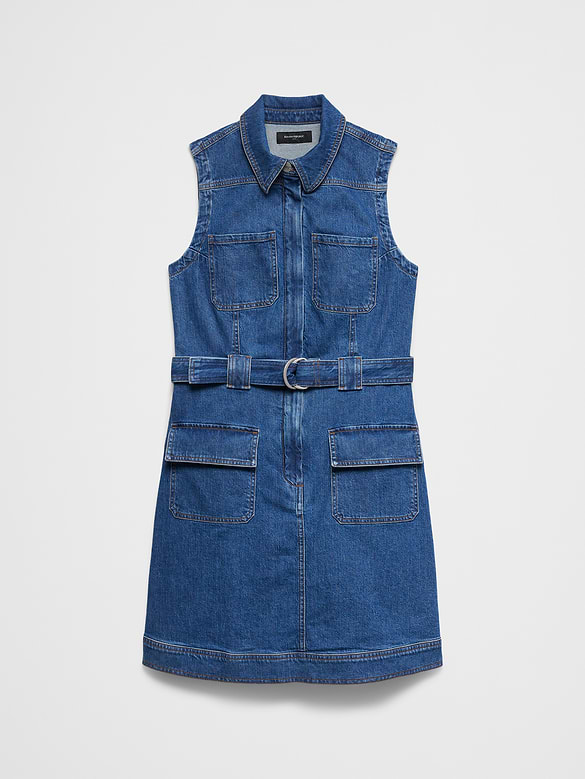 Patchwork Denim Utility Mini Dress