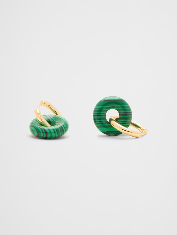 Stone Donut Hoop Earrings