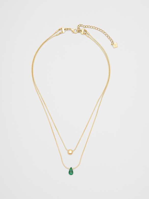 Layered Stone Pendant Necklace