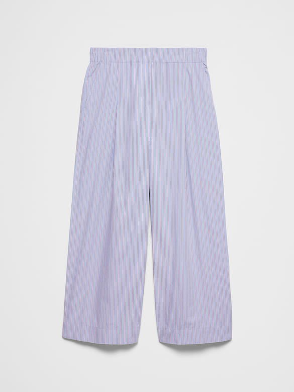 Wide-Leg Mid-Rise Poplin Pull-On Pant