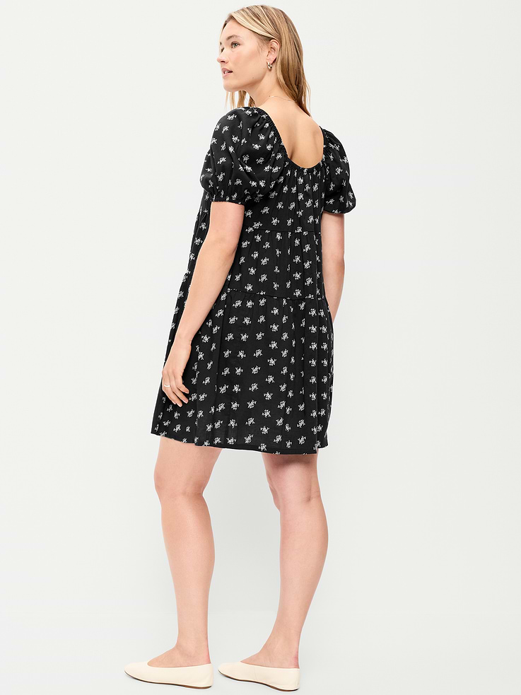 Image number 7 showing, Puff-Sleeve Smocked Mini Swing Dress