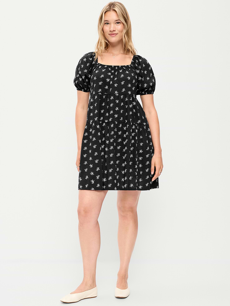 Image number 6 showing, Puff-Sleeve Smocked Mini Swing Dress