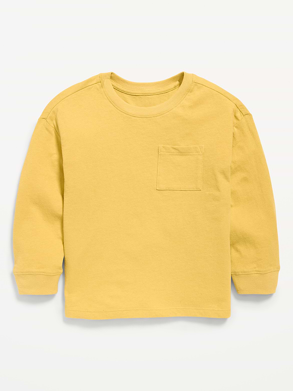 Oversized Long-Sleeve Pocket T-Shirt for Toddler Boys