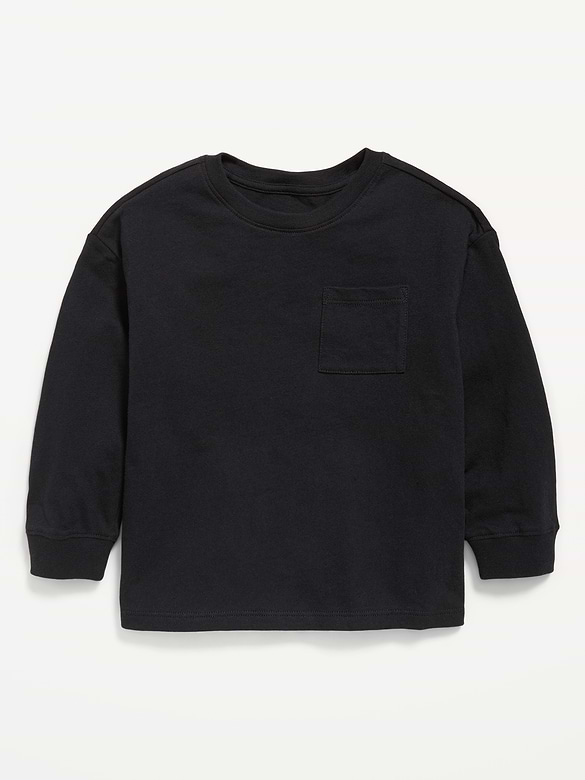 Oversized Long-Sleeve Pocket T-Shirt for Toddler Boys