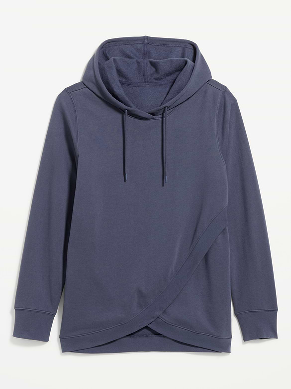 Maternity Fleece Crossover Nursing Tunic Hoodie Sweatshirt