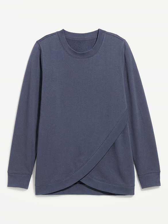 Maternity Fleece Crossover Nursing Tunic Hoodie Sweatshirt