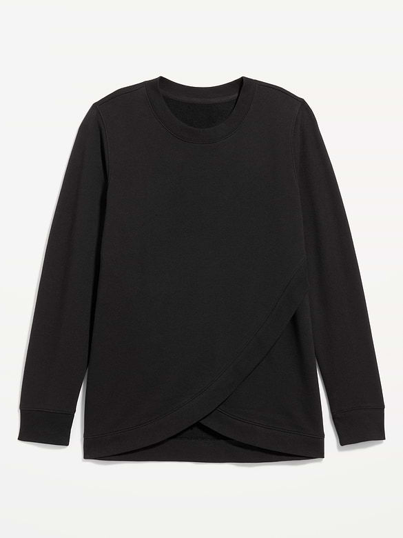 Maternity Fleece Crossover Nursing Tunic Hoodie Sweatshirt