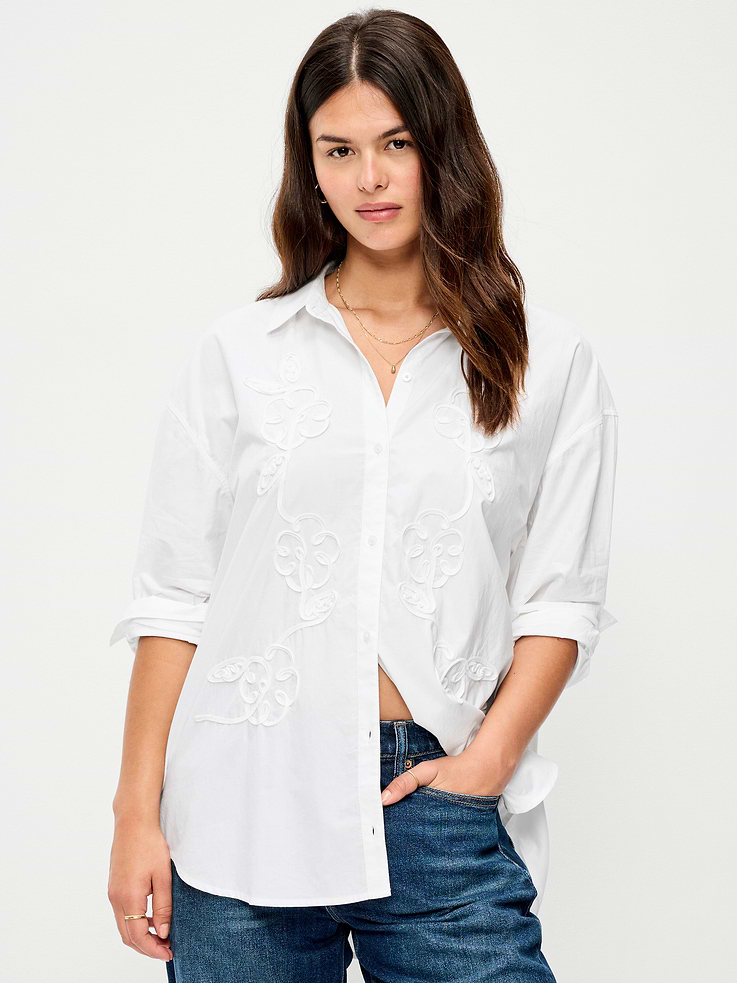 Image number 5 showing, Oversized Button-Down Boyfriend Shirt