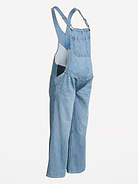 L'image numéro 1 présente Salopette en denim à jambe large à panneaux latéraux de maternité