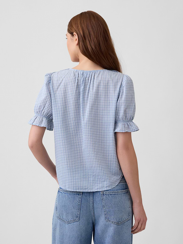Relaxed V-Neck Ruffle Top