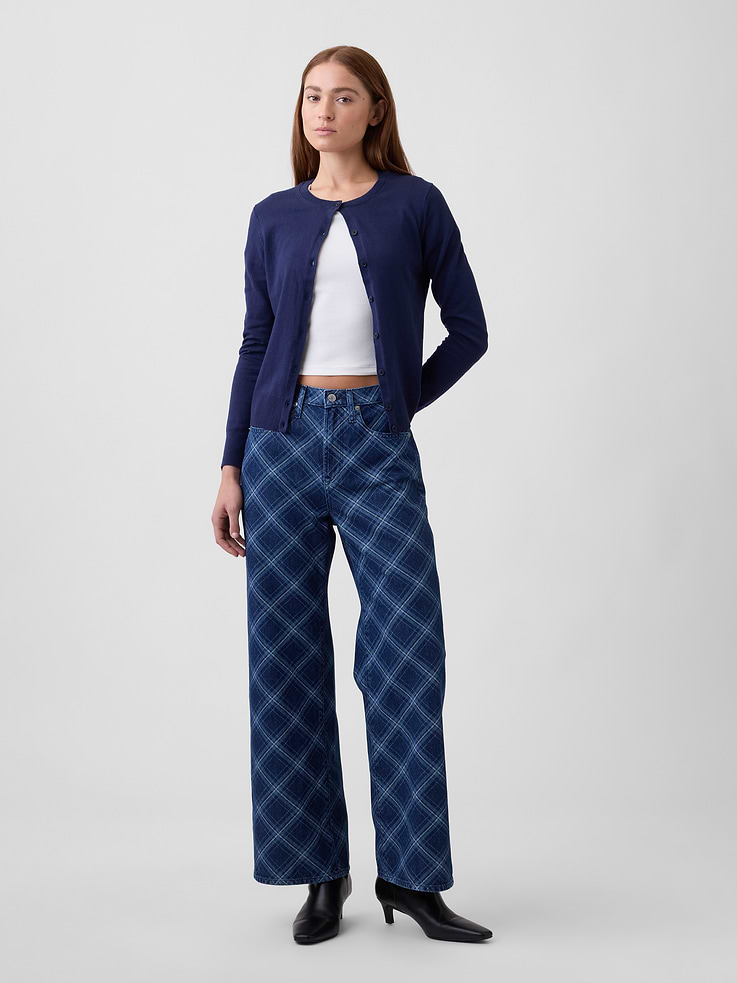 Image number 1 showing, High Rise Print Wide-Leg Jeans