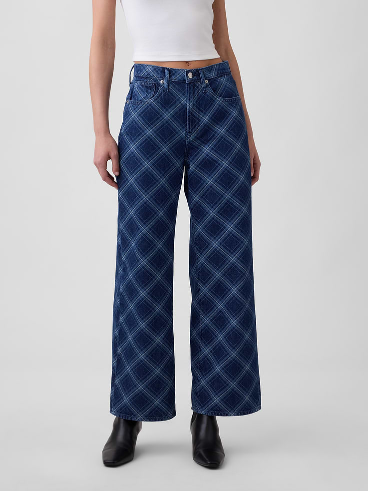Image number 2 showing, High Rise Print Wide-Leg Jeans